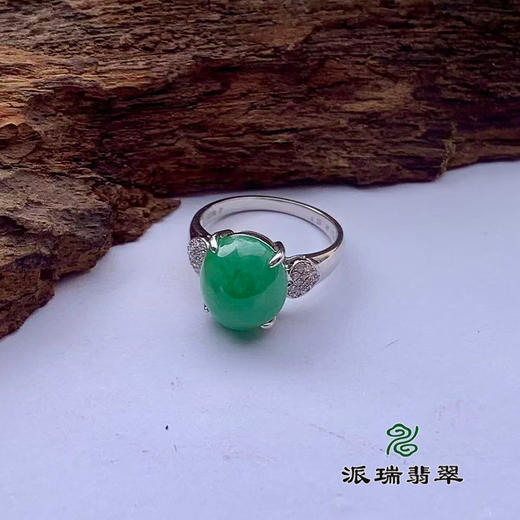 派瑞翡翠 18k金翡翠戒指 糯种 绿色 商品图3