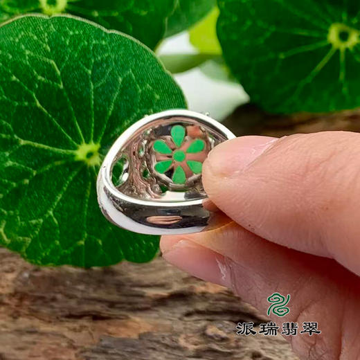 派瑞翡翠 18k金翡翠戒指 糯种 满绿 商品图2