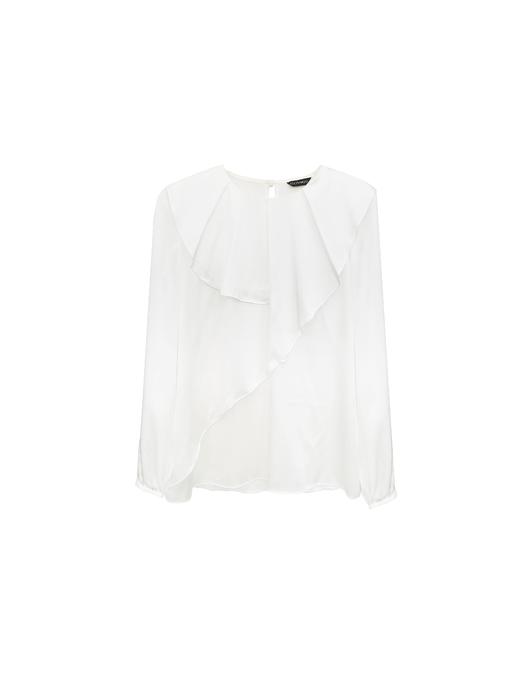 不规则荷叶边重磅真丝缎衬衣 商品图0