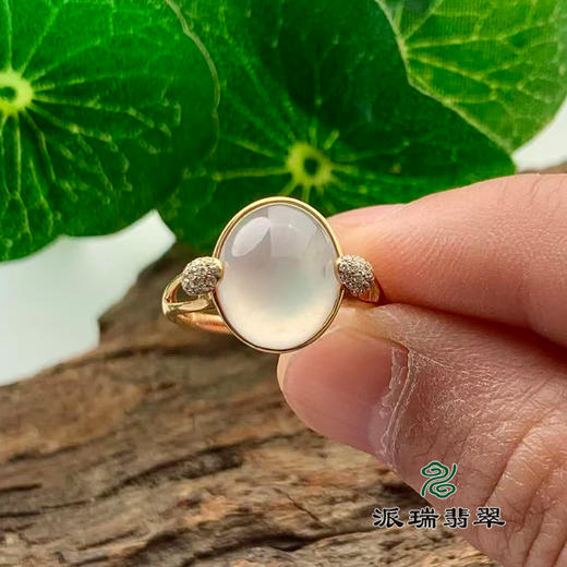 派瑞翡翠 18k金翡翠戒指 冰种 飘花 商品图1