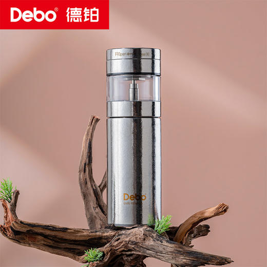 Debo德铂-罗顿纯钛泡茶杯300ml 内外纯钛 真空保温留住醇香原味（配玻璃杯身） 商品图2