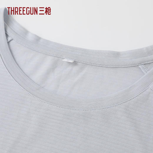 Threegun三枪 莱赛尔隐条圆领插肩短袖中裤bra女家居套-T80162D01 商品图5
