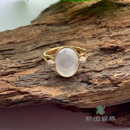 派瑞翡翠 18k金翡翠戒指 冰种 飘花 商品图0