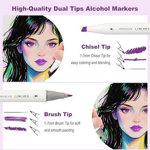 美国2026年新款高品质 FROKO 36色双头艺术马克笔 带便携盒 绘画/着色马克笔 书籍绘画 卡片制作 商品图2