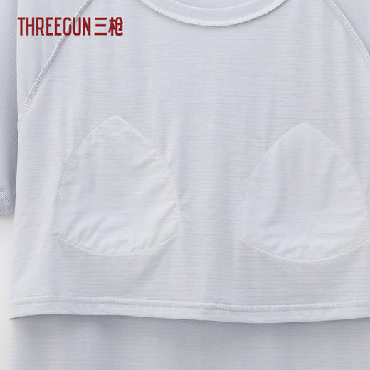Threegun三枪 莱赛尔隐条圆领插肩短袖bra女家居裙-T70025A01 商品图3