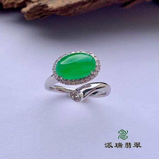 派瑞翡翠 18k金翡翠戒指 冰种 绿色 商品图1