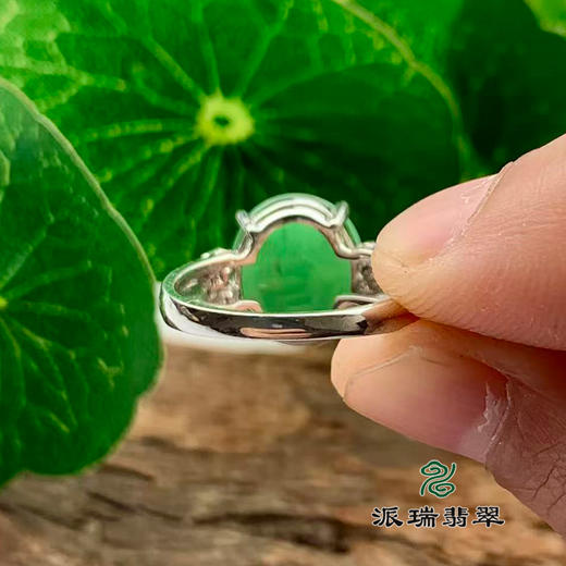 派瑞翡翠 18k金翡翠戒指 糯种 绿色 商品图2