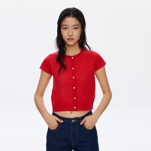 Oneup天丝亚麻插肩袖短袖开衫 商品图3