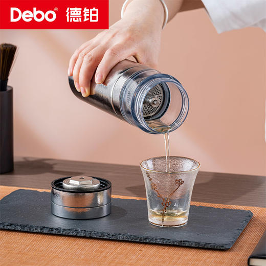 Debo德铂-罗顿纯钛泡茶杯300ml 内外纯钛 真空保温留住醇香原味（配玻璃杯身） 商品图8