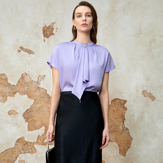 EITIE爱特爱精致气质温柔小立领直筒通勤小上衣夏季新款8213925 商品图3