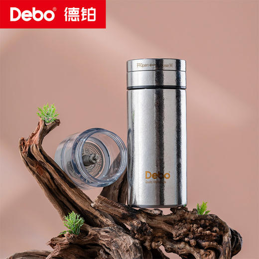 Debo德铂-罗顿纯钛泡茶杯300ml 内外纯钛 真空保温留住醇香原味（配玻璃杯身） 商品图4