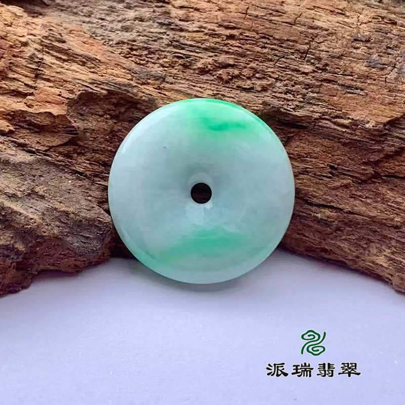 派瑞翡翠 翡翠平安扣 糯冰种 飘花