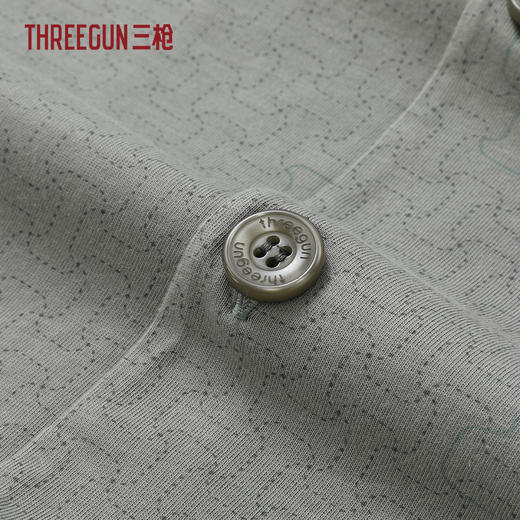 Threegun三枪 水柔棉翻领开襟短袖长裤男家居套-T80136D01 商品图1