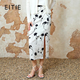 EITIE爱特爱开叉高腰包臀显瘦印花半身裙夏季新款8206909