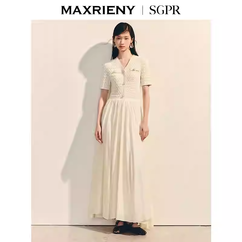玛克门店发货：SGPR千金风x型连衣裙款针织温柔长裙货号：MU86DR007