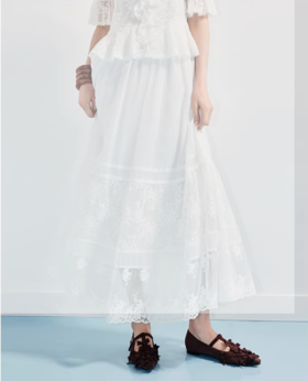玛克门店发货：半裙款西波米亚散摆蕾丝中长裙货号：MS86SK264A10