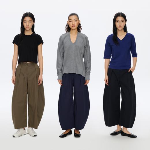 Oneup轻薄单褶九分阔腿灯笼裤 商品图4