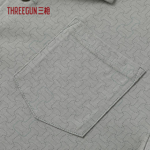 Threegun三枪 水柔棉翻领开襟短袖长裤男家居套-T80136D01 商品图3