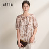 EITIE爱特爱游牧风褐色印花宽松飘带舒适度假短袖上衣2026夏新款B2609208 商品缩略图0