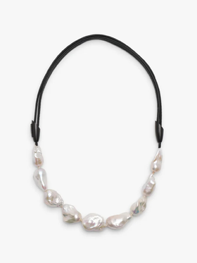 订购8周到｜MONIES-Mint-Oree 巴洛克珍珠 橡木 皮革 项链［丹麦设计师］