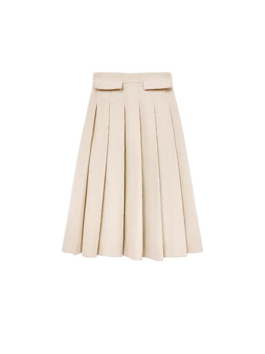 浅咖色灯芯绒百褶半裙 商品图0