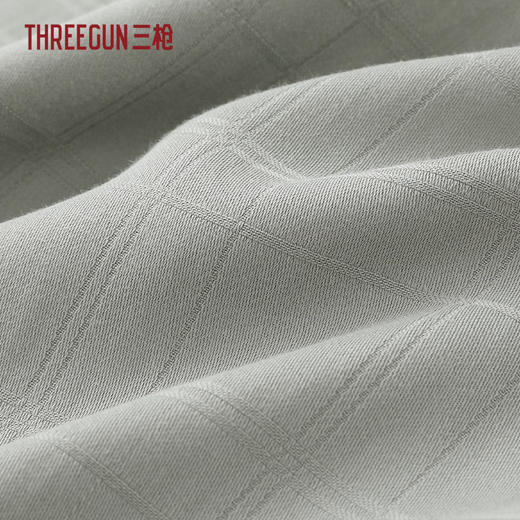 Threegun三枪 密棉格纹翻领开襟短袖长裤男家居套-T80137D01 商品图1
