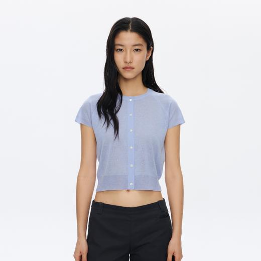 Oneup天丝亚麻插肩袖短袖开衫 商品图1