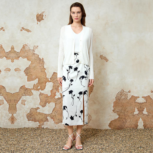 EITIE爱特爱开叉高腰包臀显瘦印花半身裙夏季新款8206909 商品图3