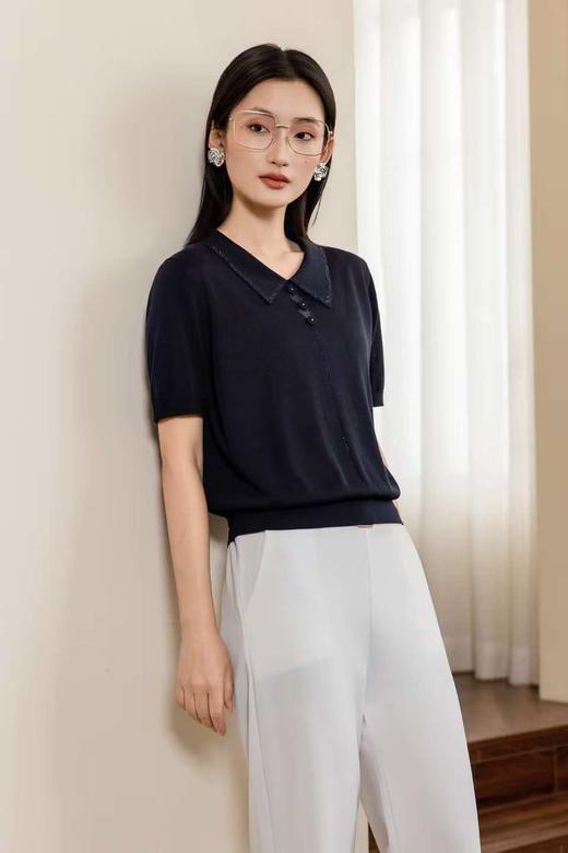 女装26春夏新品反领天丝针织短袖2290-20669 商品图1