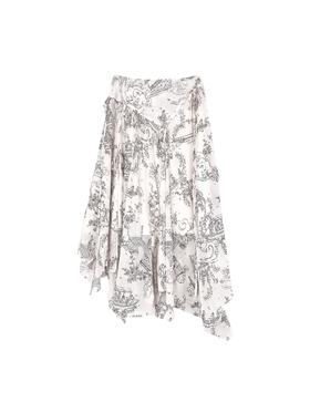 新中式印花不规则飘带半裙