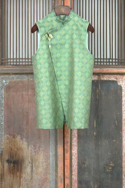 盛唐牡丹 | 宝相花真丝宋锦偏襟马甲 商品图0