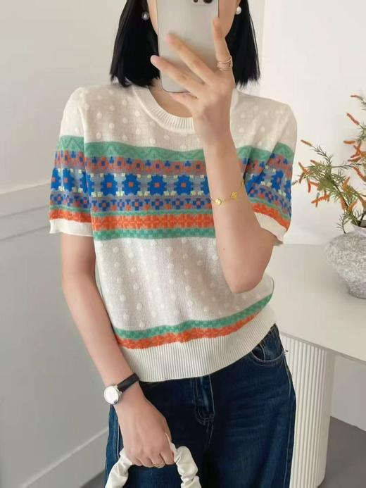 女装26春夏新品圆领小格图天丝短袖2291-6702 商品图0