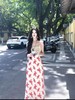 玛克门店发货：MAXRIENY度假风玫瑰剪影背心吊带连衣裙收腰长款货号：MT86DR003 商品缩略图0
