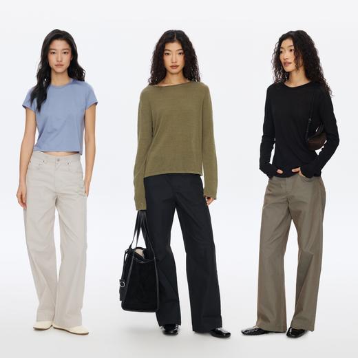 Oneup光泽感斜纹直筒裤 商品图4