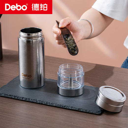 Debo德铂-罗顿纯钛泡茶杯300ml 内外纯钛 真空保温留住醇香原味（配玻璃杯身） 商品图7