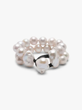 订购8周到｜MONIES-Mint-Binaire 巴洛克珍珠 淡水珍珠 皮革 手链［丹麦设计师］