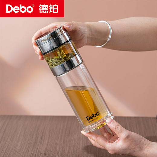 Debo德铂-罗顿纯钛泡茶杯300ml 内外纯钛 真空保温留住醇香原味（配玻璃杯身） 商品图6