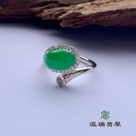 派瑞翡翠 18k金翡翠戒指 冰种 绿色 商品图4