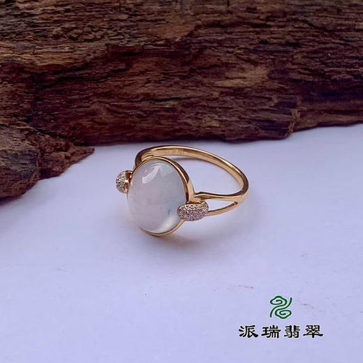 派瑞翡翠 18k金翡翠戒指 冰种 飘花 商品图3