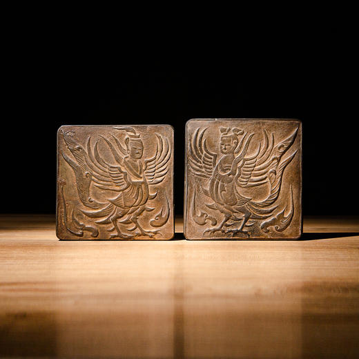 北齐古邺城“羽人”古砖制对砚（一套两方） 商品图14