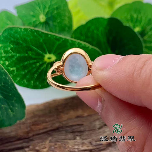 派瑞翡翠 18k金翡翠戒指 冰种 飘花 商品图2