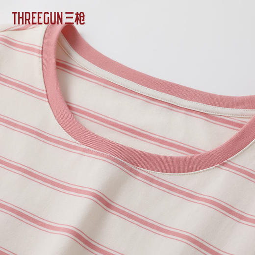 Threegun三枪 彩条冰泉棉圆领短袖短裤女家居套-T80158D02 商品图4
