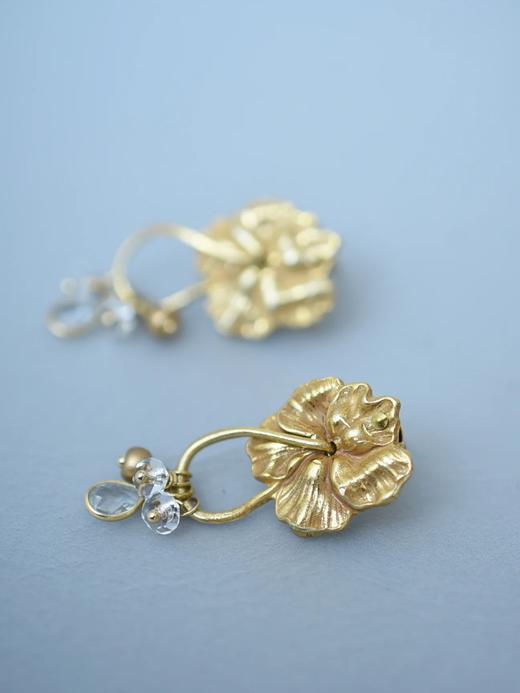 北京仓｜Monshiro-pansy-金色 三色堇 水晶 耳环［日本设计师］ 商品图4