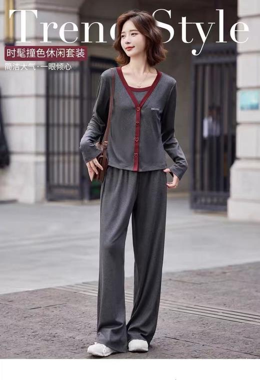 活动爆款【自营】衣周期～（三件套）Q57开衫外套➕吊带➕休闲直筒裤套装-喜出 商品图1