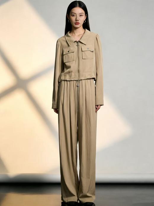 418良粉节|2026 活动爆款【自营】衣周期～（二件套）Q06短款翻领上衣➕休闲直筒裤套装-喜出 商品图5