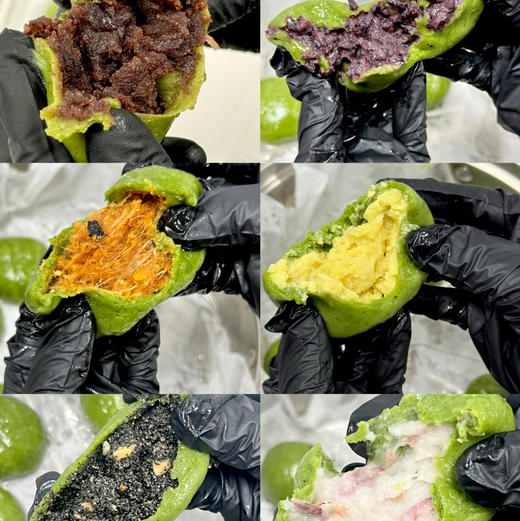 春季青团（芝麻花生/咸蛋黄肉松/紫米/榴莲/玫瑰山药/红豆，六个口味一盒）26年新版！ 商品图0