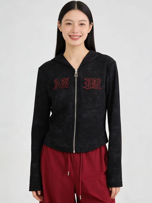 418良粉节|2026 活动爆款【自营】衣周期～（二件套）Q87拉链连帽休闲上衣➕安哥拉红休闲裤套装-喜出 商品图3