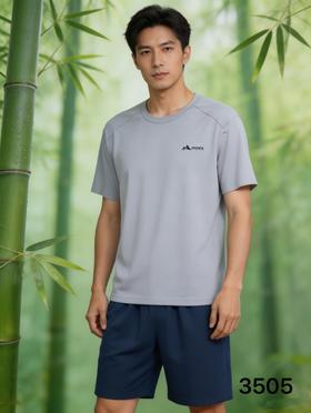 LS竹纤维男士圆领撞色休闲套3505