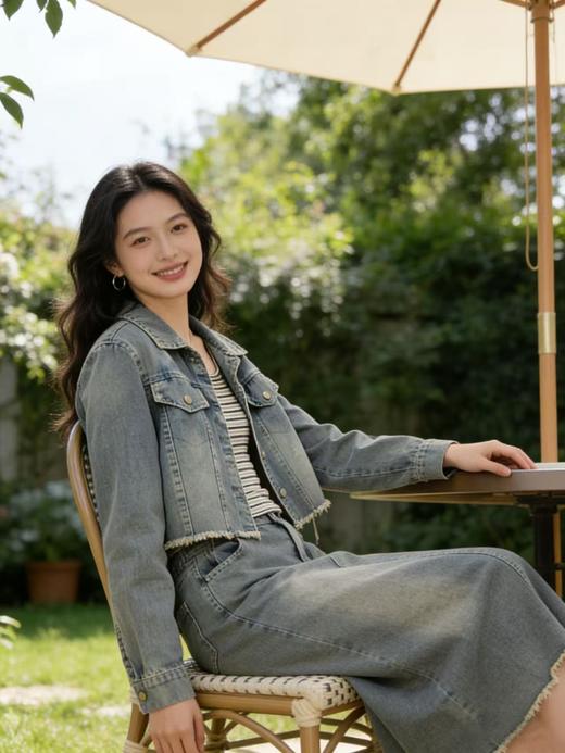 418良粉节|2026 活动爆款【自营】衣周期～（三件套）A10牛仔外套➕吊带➕牛仔半身套装-喜出 商品图2