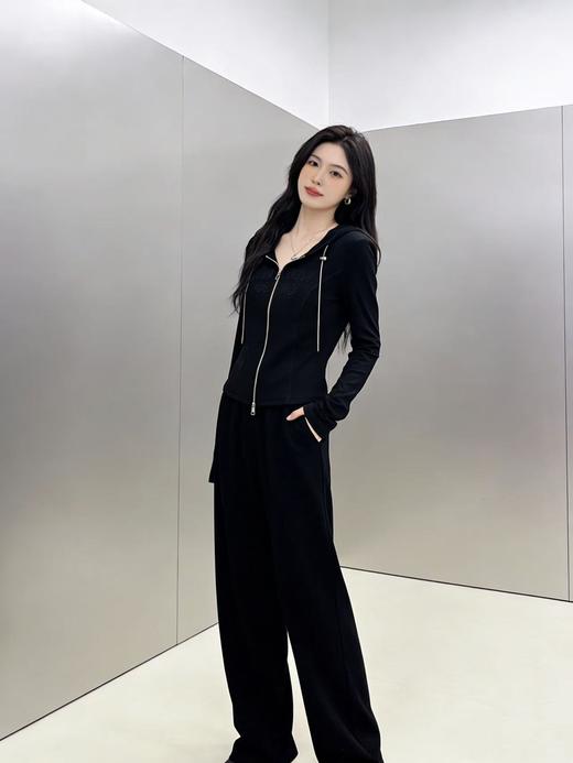 活动爆款【自营】衣周期～（二件套）Q02修身连帽针织上衣➕休闲直筒裤套装-喜出 商品图2